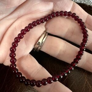 Handmade Garnet Beaded stretch Bracelet